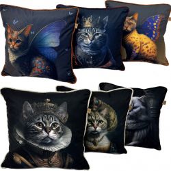 Pakiet Sześciu Poduszek Ozdobnych 45x45 cm - Koty