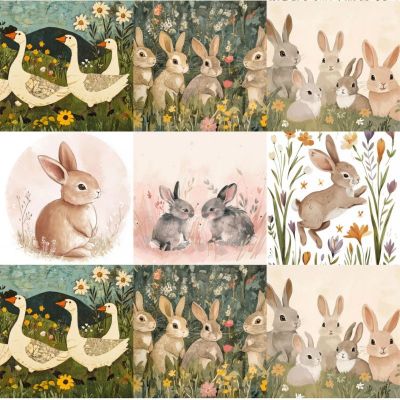 Tkanina WIELKANOC 06 Soft Velvet Panel Poduszkowy