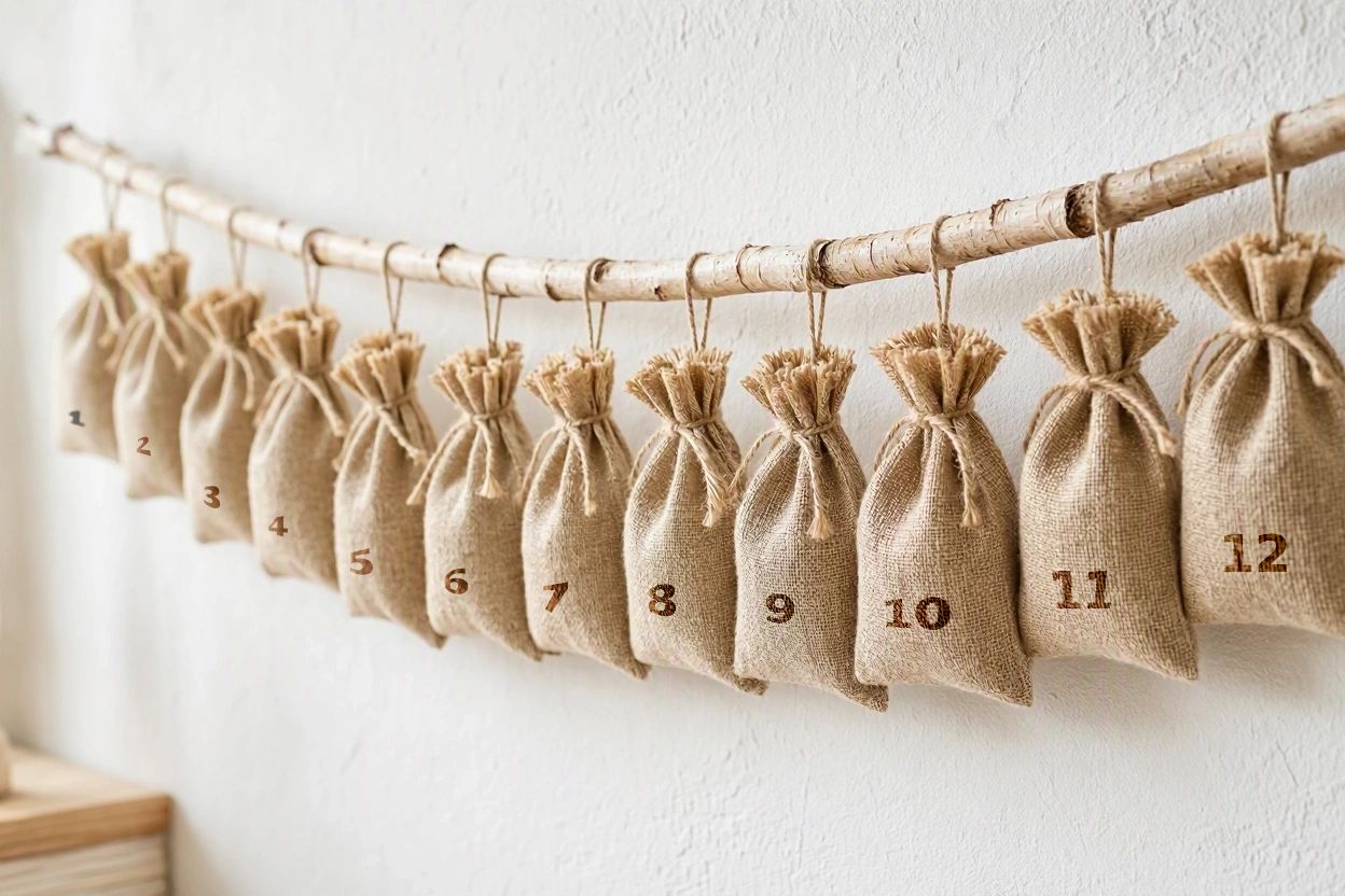 diy kalendarz adwentowy z tkaniny jutowej